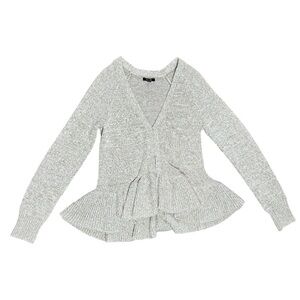 APT.9 Glitter Peplum Cardigan - Beige Sparkle Hook & Eye - Small